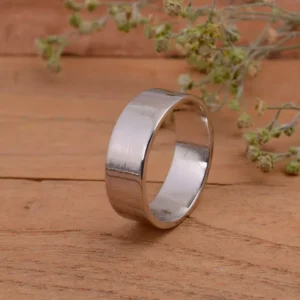 Flat Plain Solid 925 Sterling Silver Handmade Band