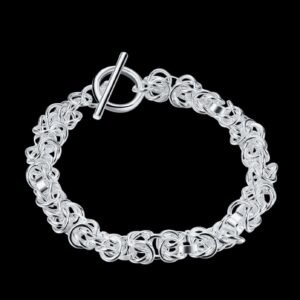 Knotted Links Sterling Silver Toggle Bracelet