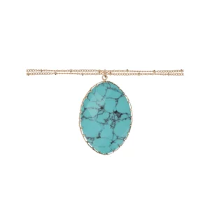 Artificial Turquoise Stone  Long Pendant Necklace