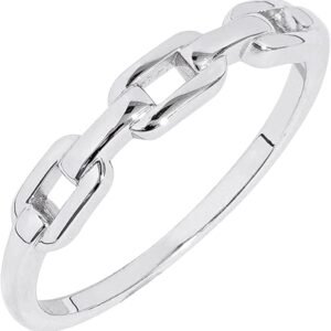 Plated Sterling Silver Chain Link Accent Ring