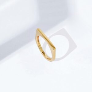 14K Gold Plated Sterling Silver Bar Ring for women