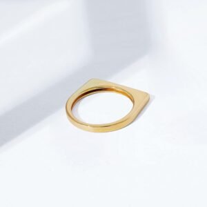 14K Gold Plated Sterling Silver Bar Ring for women