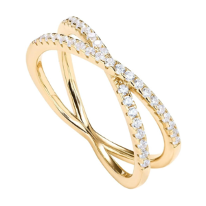 14K Gold Plated X Ring Simulated Diamond