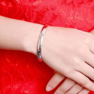 Silver Smooth Cuff Bangle Bracelet