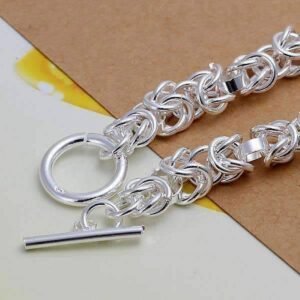 Knotted Links Sterling Silver Toggle Bracelet