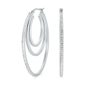 Smooth and Textured Wire Silver Hoop Earrings